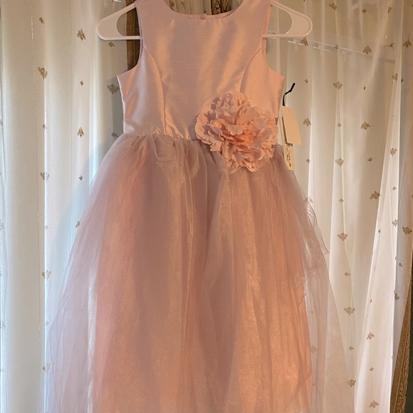 New Size 7 - Blush Pink Girls Dress Tulle Material - Picture 1 of 3
